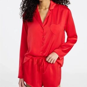 No Boundaries New! Red Satin Heart Pocket Sleep Set size XXL (20)